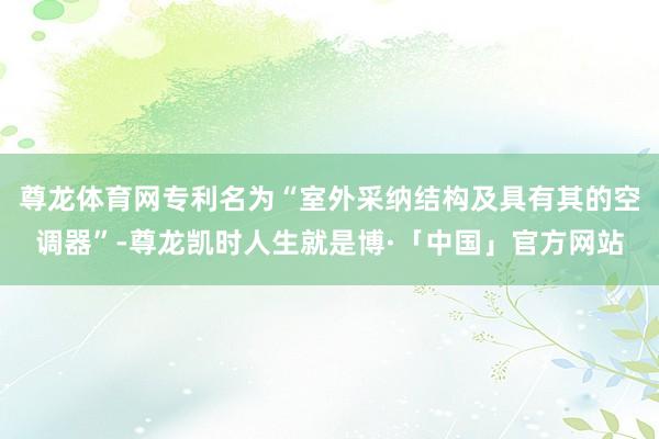 尊龙体育网专利名为“室外采纳结构及具有其的空调器”-尊龙凯时人生就是博·「中国」官方网站