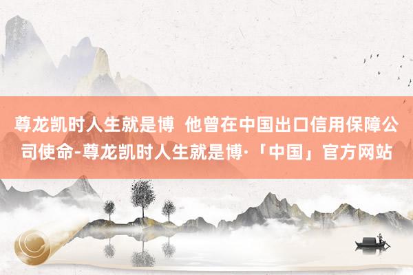 尊龙凯时人生就是博  他曾在中国出口信用保障公司使命-尊龙凯时人生就是博·「中国」官方网站