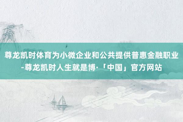 尊龙凯时体育为小微企业和公共提供普惠金融职业-尊龙凯时人生就是博·「中国」官方网站