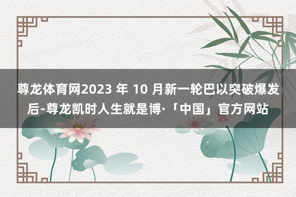 尊龙体育网2023 年 10 月新一轮巴以突破爆发后-尊龙凯时人生就是博·「中国」官方网站