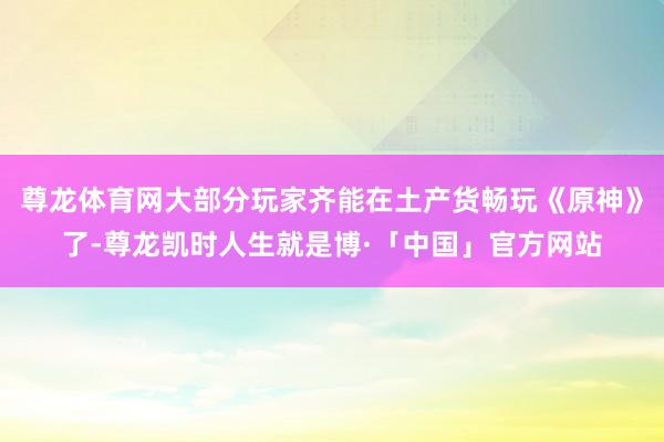 尊龙体育网大部分玩家齐能在土产货畅玩《原神》了-尊龙凯时人生就是博·「中国」官方网站