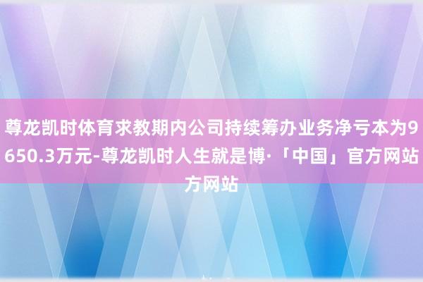 尊龙凯时体育求教期内公司持续筹办业务净亏本为9650.3万元-尊龙凯时人生就是博·「中国」官方网站