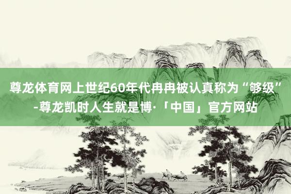 尊龙体育网上世纪60年代冉冉被认真称为“够级”-尊龙凯时人生就是博·「中国」官方网站