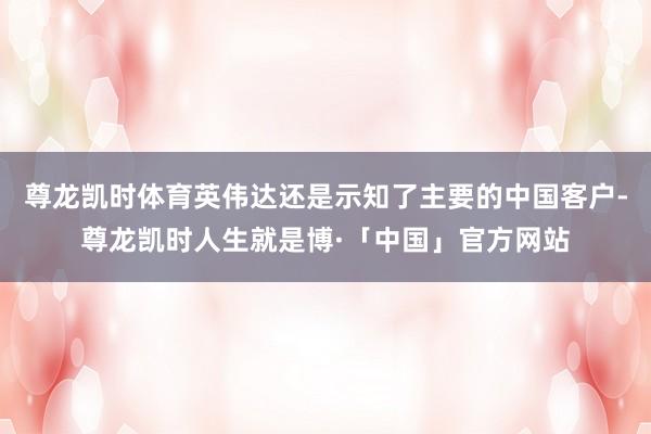 尊龙凯时体育英伟达还是示知了主要的中国客户-尊龙凯时人生就是博·「中国」官方网站