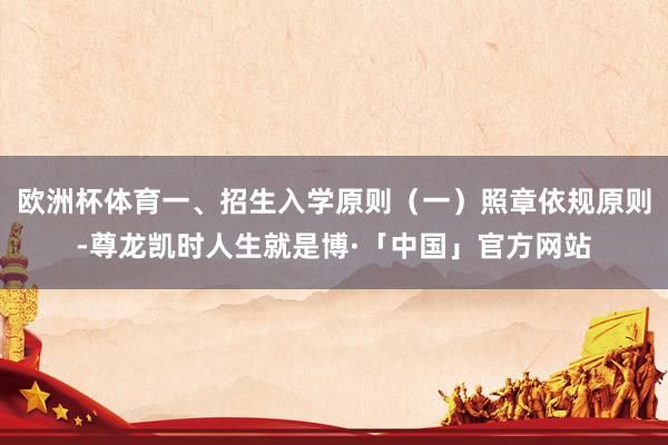 欧洲杯体育一、招生入学原则（一）照章依规原则-尊龙凯时人生就是博·「中国」官方网站