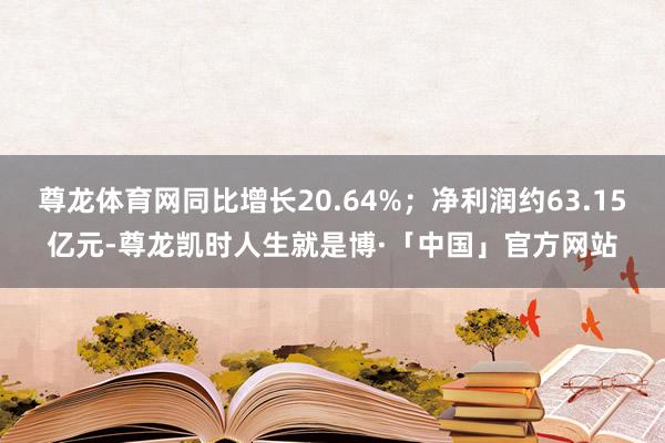 尊龙体育网同比增长20.64%；净利润约63.15亿元-尊龙凯时人生就是博·「中国」官方网站