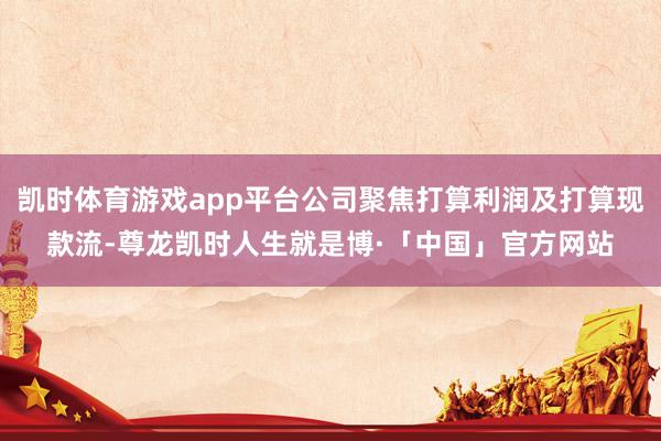 凯时体育游戏app平台公司聚焦打算利润及打算现款流-尊龙凯时人生就是博·「中国」官方网站