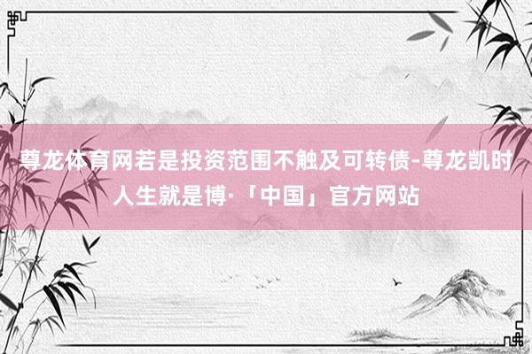 尊龙体育网若是投资范围不触及可转债-尊龙凯时人生就是博·「中国」官方网站
