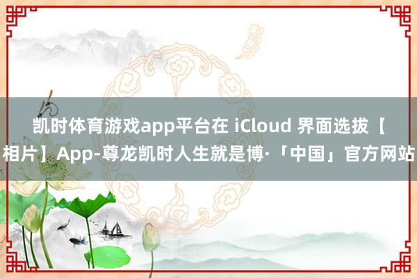 凯时体育游戏app平台在 iCloud 界面选拔【相片】App-尊龙凯时人生就是博·「中国」官方网站