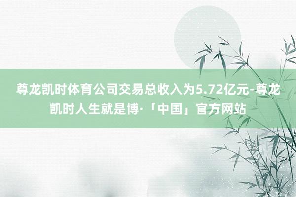 尊龙凯时体育　　公司交易总收入为5.72亿元-尊龙凯时人生就是博·「中国」官方网站