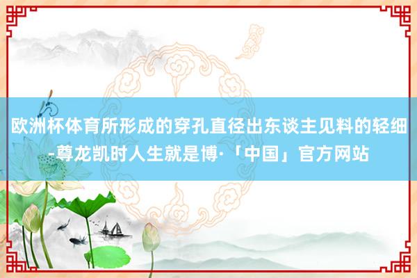欧洲杯体育所形成的穿孔直径出东谈主见料的轻细-尊龙凯时人生就是博·「中国」官方网站