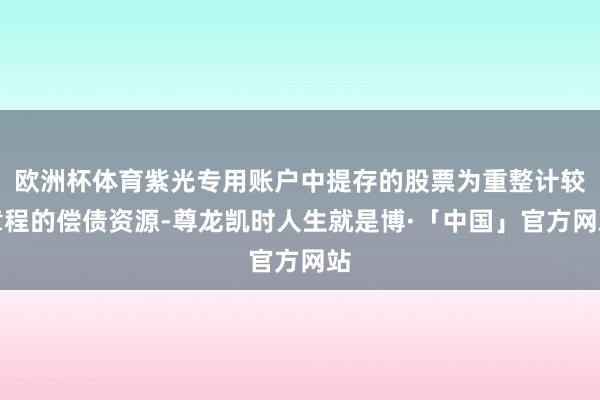 欧洲杯体育紫光专用账户中提存的股票为重整计较章程的偿债资源-尊龙凯时人生就是博·「中国」官方网站