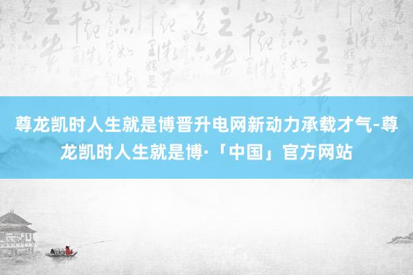 尊龙凯时人生就是博晋升电网新动力承载才气-尊龙凯时人生就是博·「中国」官方网站