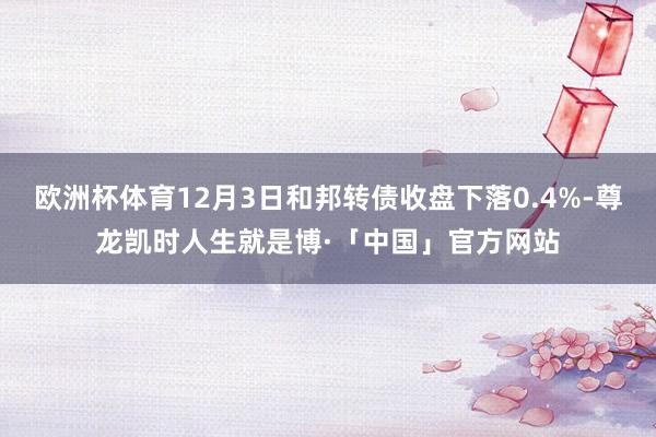 欧洲杯体育12月3日和邦转债收盘下落0.4%-尊龙凯时人生就是博·「中国」官方网站