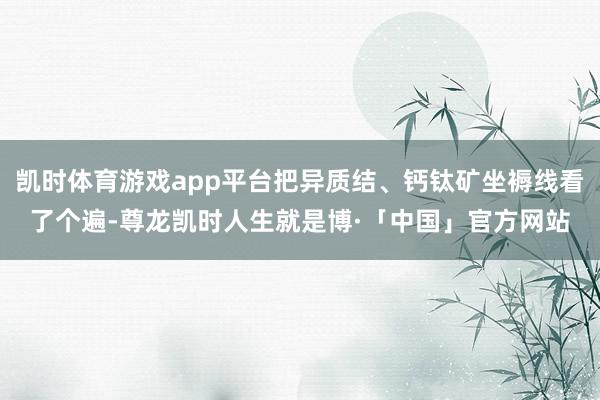 凯时体育游戏app平台把异质结、钙钛矿坐褥线看了个遍-尊龙凯时人生就是博·「中国」官方网站