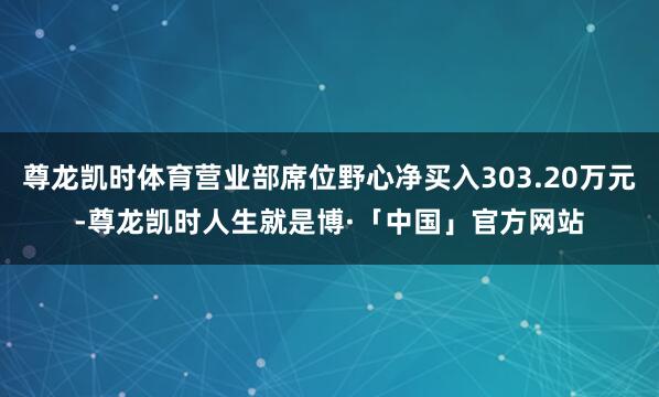 尊龙凯时体育营业部席位野心净买入303.20万元-尊龙凯时人生就是博·「中国」官方网站